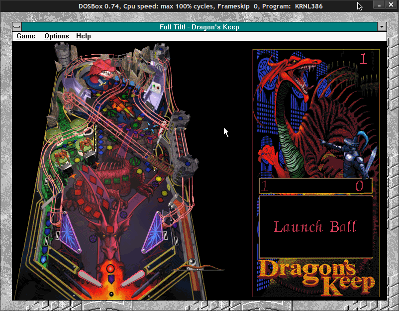 Capture d'écran de Dragon's Keep, sous Windows 3.1 - Dosbox