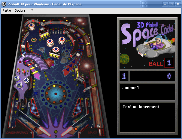 Capture d'écran de Pinball 3D pour Windows - Cadet de l'espace, sous Windows ME Millenium Edition