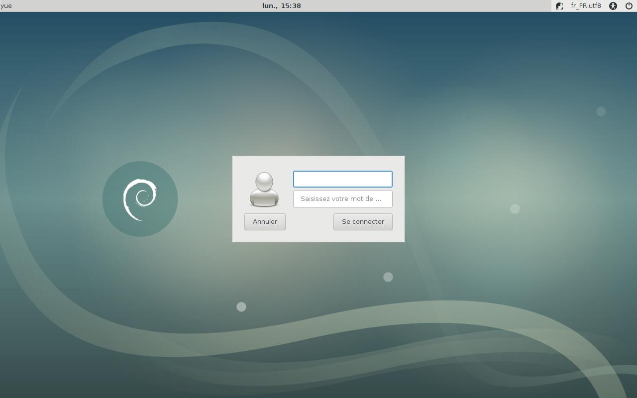LightDM avec le fond d écran Debian